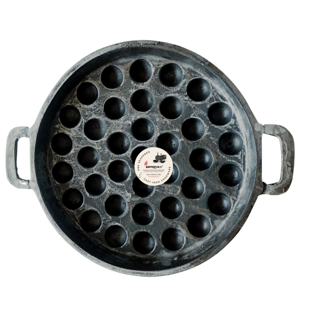 Aarogyam 18" Cast Iron 37 Pits Paniyaram, Guntha Ponganalu, Appe, Appam Pan