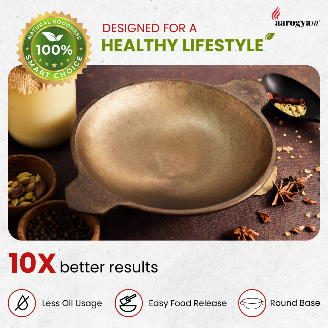 Aarogyam 8" Pre-seasoned Cast Iron Appam Patra Pan, Naturally Nonstick