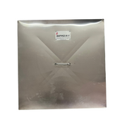 Stainless steel sheet with 'aarogya' label on a white background