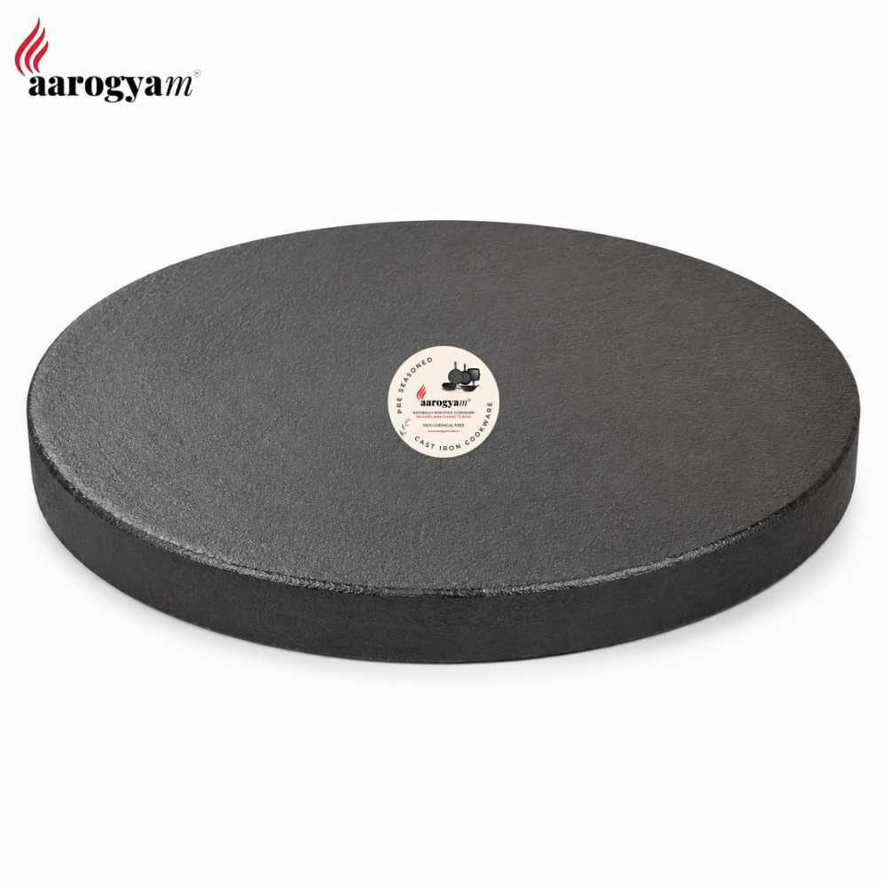 Aarogyam 12" Cast Iron Edge Free Dosa Tawa, thickness 30mm Naturally Nonstick, Weight 16Kg