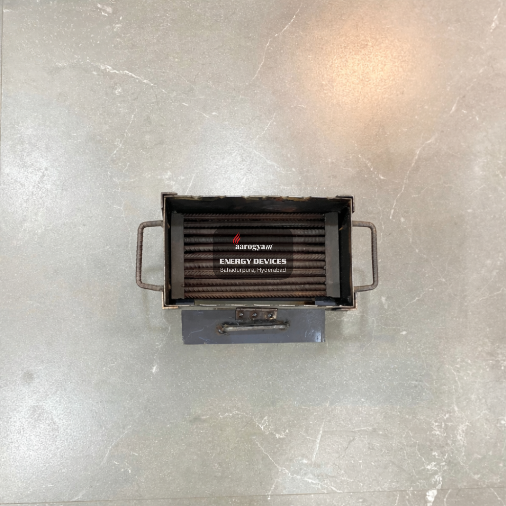 Metallic grill with 'Sarugyan Energy Devices' branding on a reflective surface