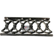 Decorative metal shelf with intricate design on a white background