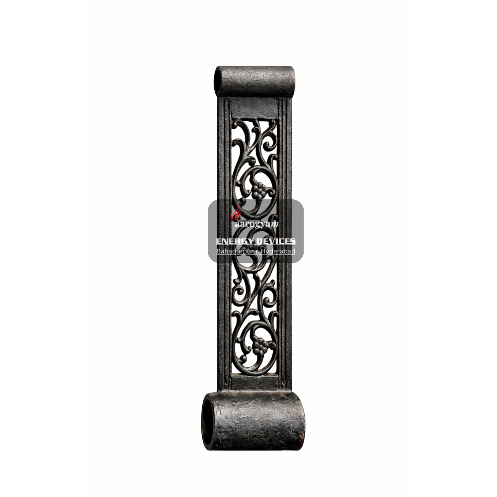 Decorative metal wall-mounted device with intricate patterns on a white background