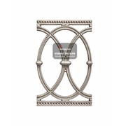 Decorative metal bracket with a brand label on a white background