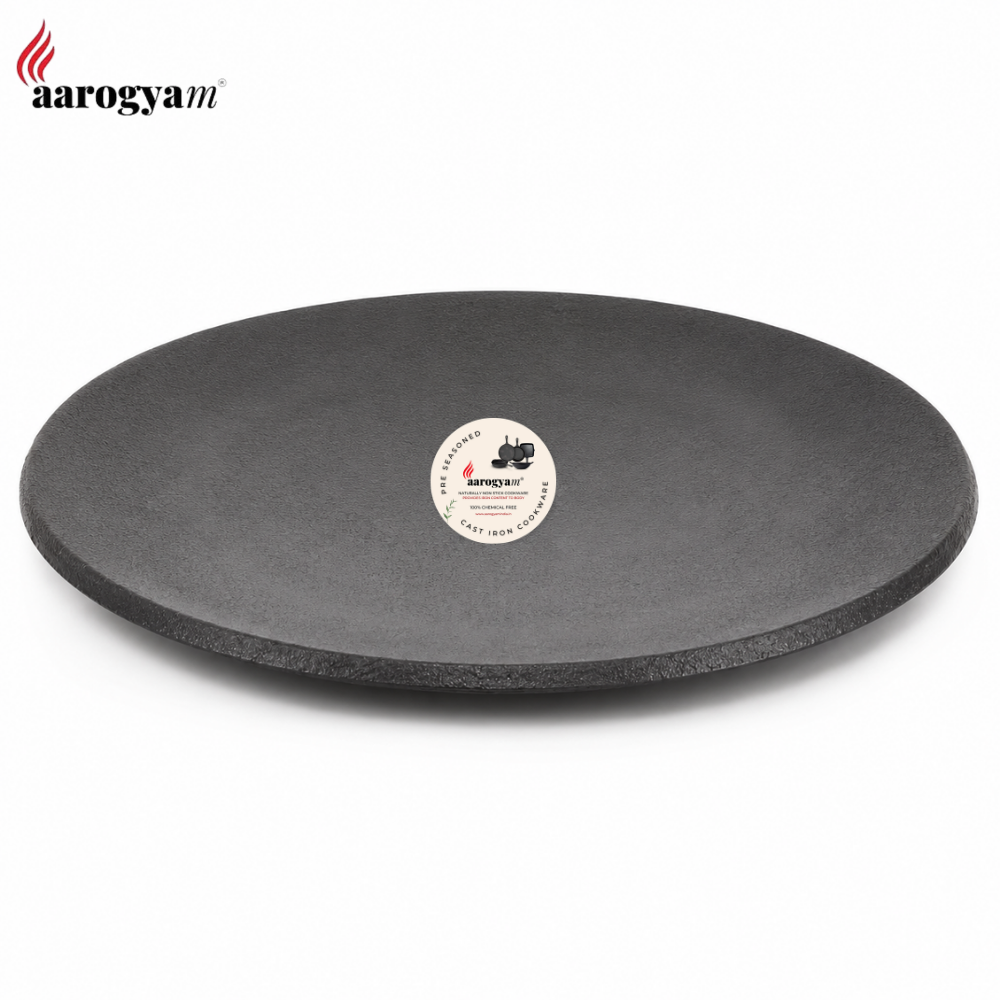 Aarogyam 12" Pre-seasoned Cast Iron Edge Free Roti Tawa, Naturally Nonstick