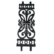 Decorative black metal wall bracket on a white background