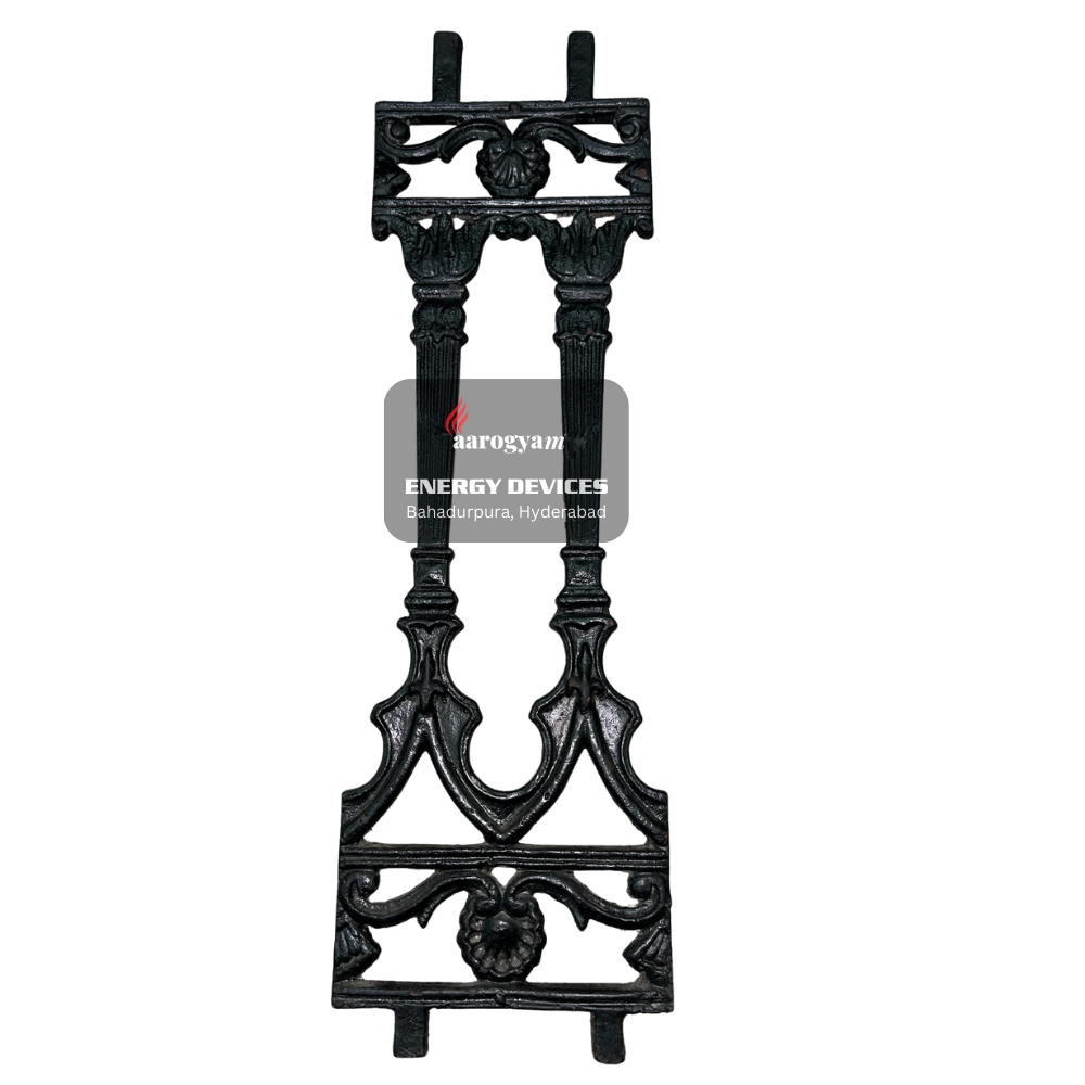 Decorative black metal wall hook with 'Airogyam Energy Devices' branding on a white background