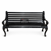 Black metal bench on a white background