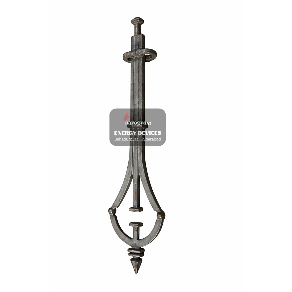 Metal device with a logo on a white background