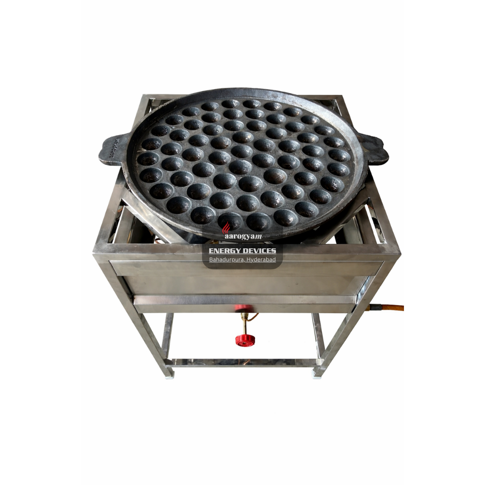 Stainless steel waffle maker with circular grid on a white background