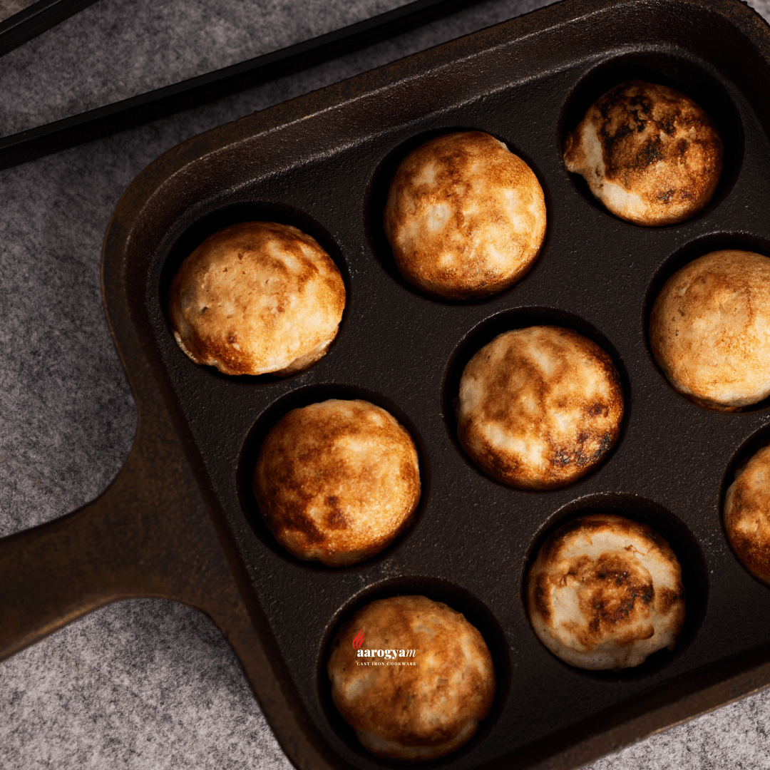 Baked goods in a muffin tin on a gray surface