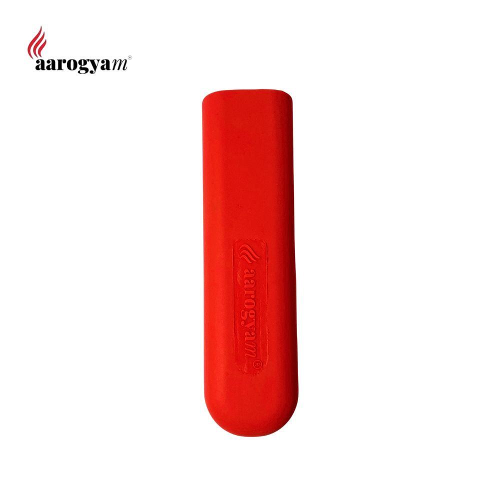 Red cylindrical object with a brand logo on a white background