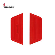 Two red rubber mats with 'aarogyam' branding on a white background