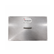 Stainless steel appliance with aarogyam label on a white background