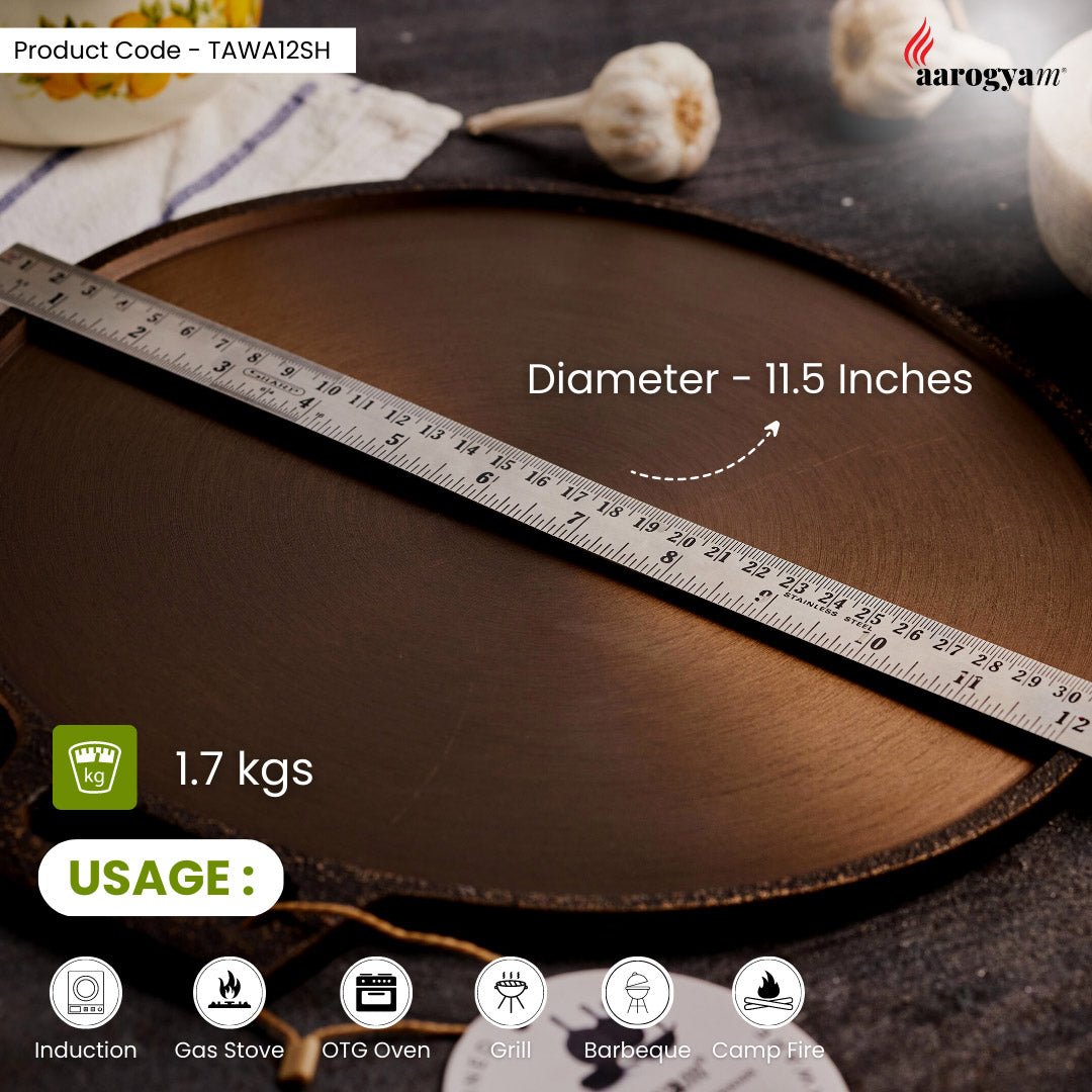 Wooden tray with a measuring ruler on top, displaying dimensions and usage information.