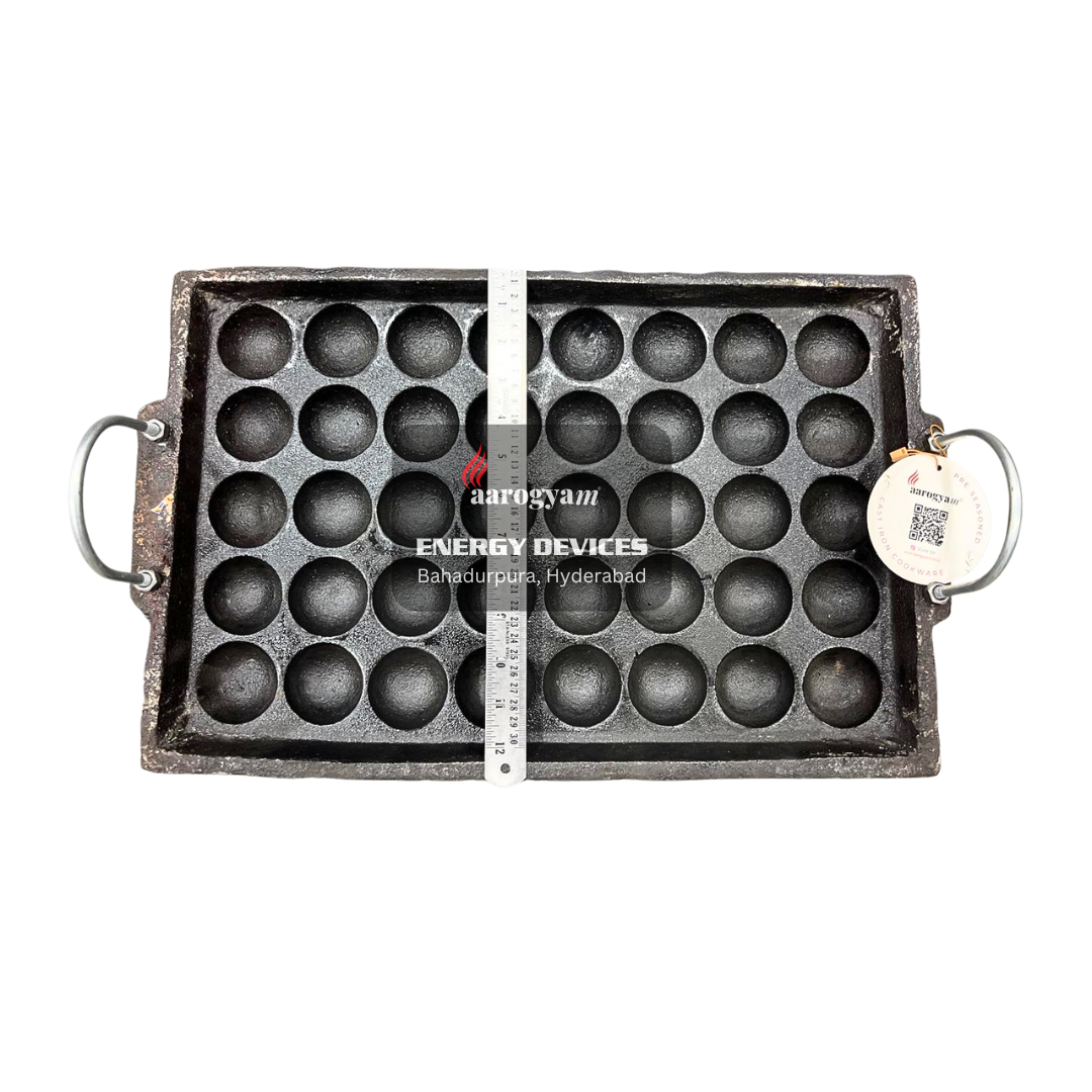 Metallic mold with round cavities on a white background, branded 'Araggyam Energy Devices'.