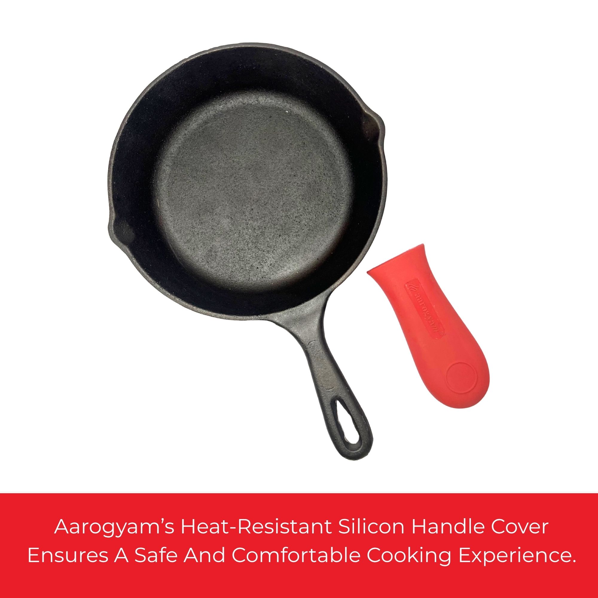 Aarogyam Silicone Handle Covers for Cast Iron Skillet – Heat Resistant, Non-Slip Grip, Easy to Clean, Durable Silicone Handles for Safe Cooking - Image 2