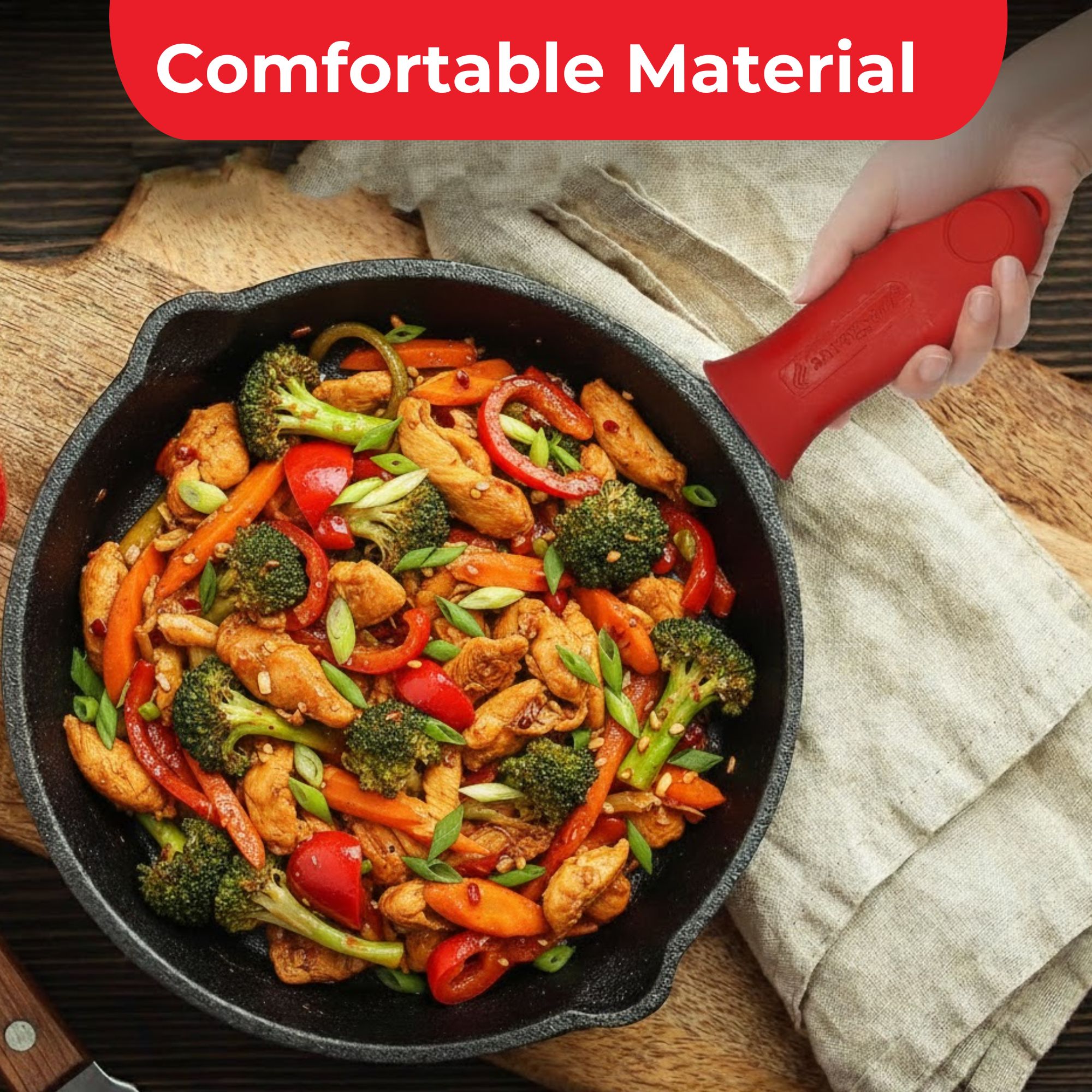 Aarogyam Silicone Handle Covers for Cast Iron Skillet – Heat Resistant, Non-Slip Grip, Easy to Clean, Durable Silicone Handles for Safe Cooking - Image 8